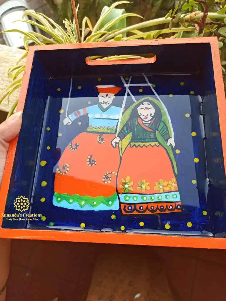 8"×8" Resin Coated Hand Painted Rahasthani Tray 