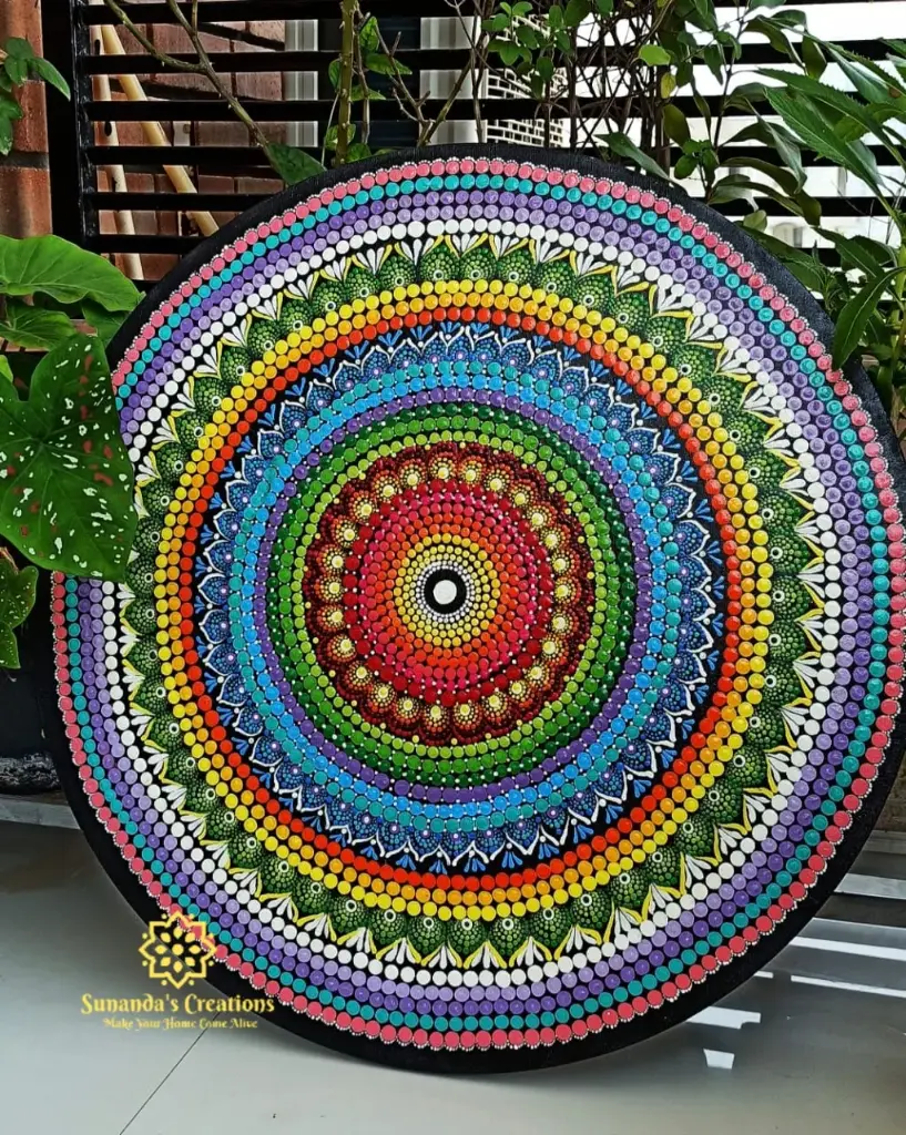 24" Mandala Art on Streched Canvas (Multicolour)