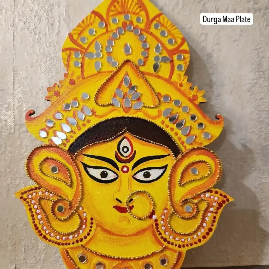 Handpainted Durga Maa Face on MDF Board 