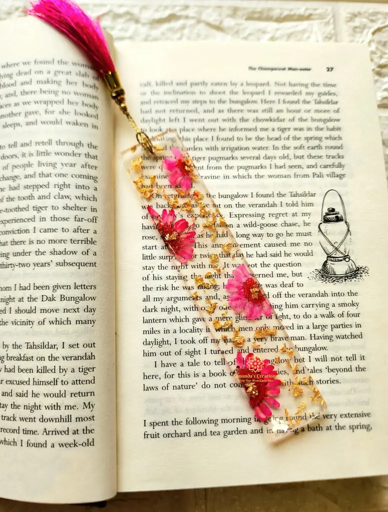 6 " Real Daisy Flower Resin Bookmark (Pink)