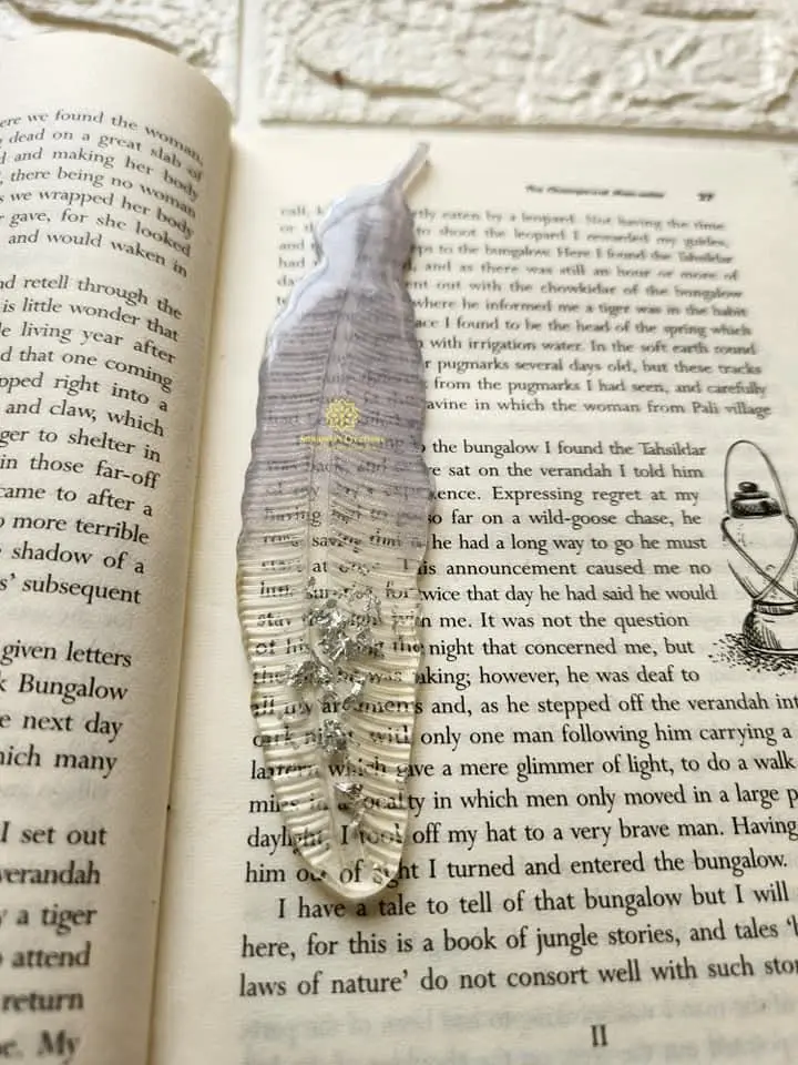 6" Feather Shaped Resin Bookmark (Mauve)