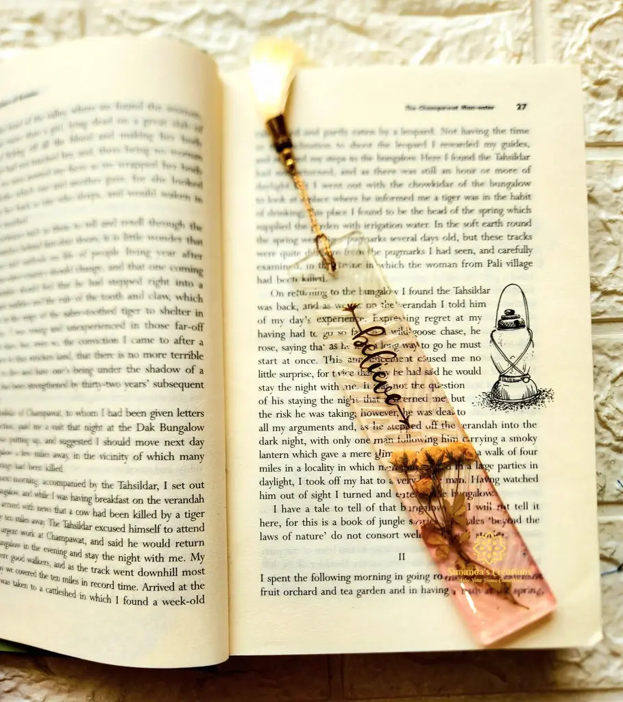 6 " Real Rose Resin Bookmark (Translucent Pink)