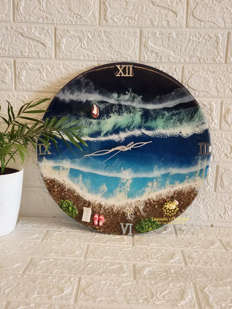 14" Beach Resin Clock