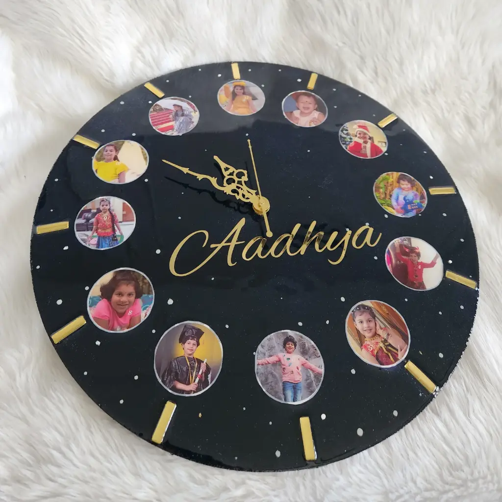 14" Personalized Resin Clock (Navy Blue)