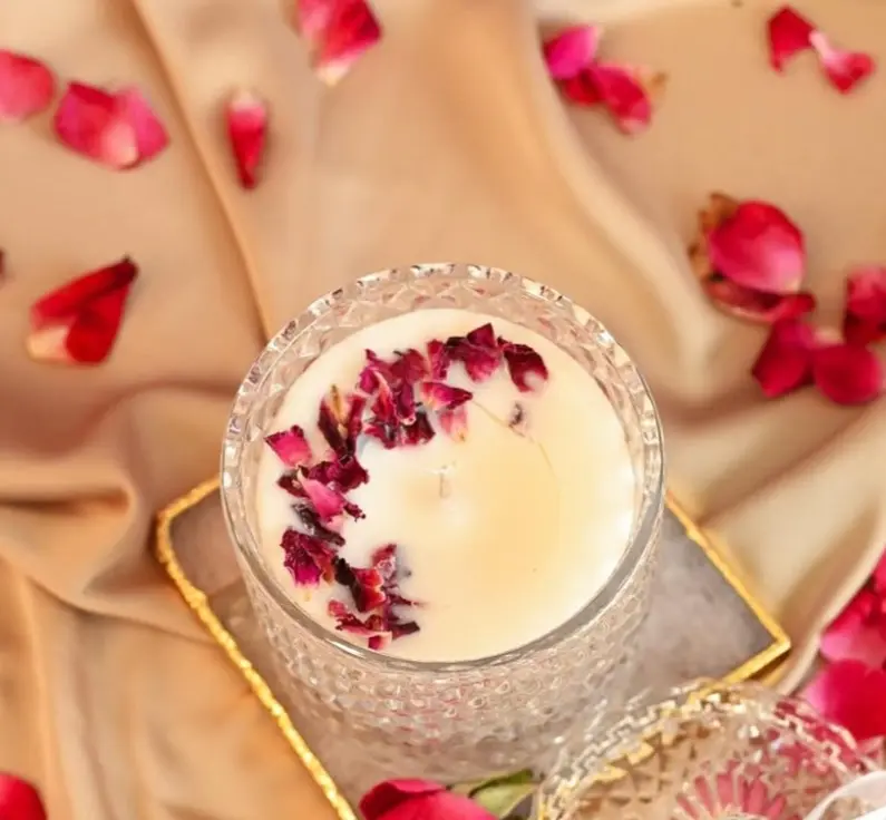 Soy Wax Crystal Jar Candle (Rose)