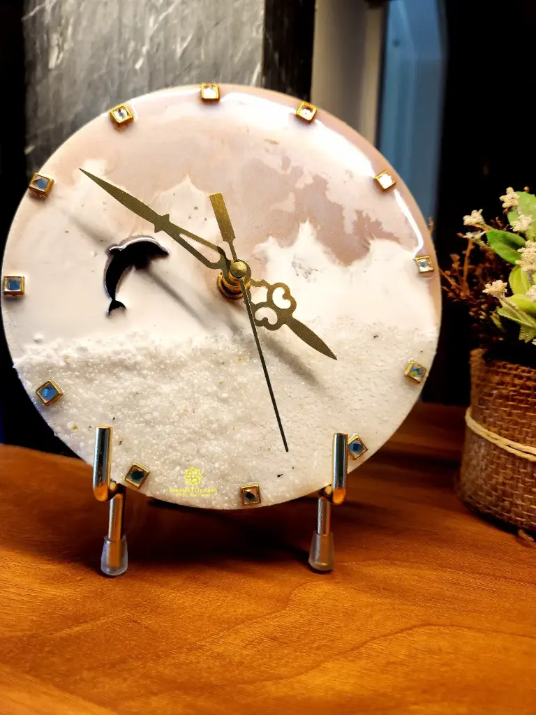 6" Resin Coated Table Clock (Pink Beach)