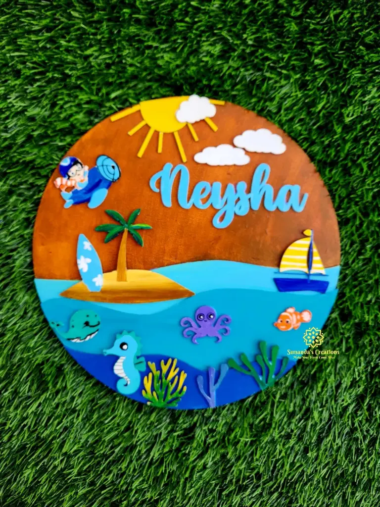 10" Hand Painted 3D Kids Nameplate (Under Water Theme)