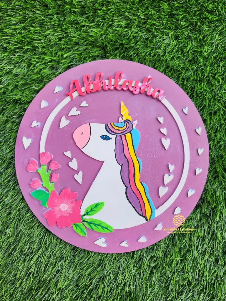 10" Hand Painted 3D Kids Nameplate (Unicorn Theme)