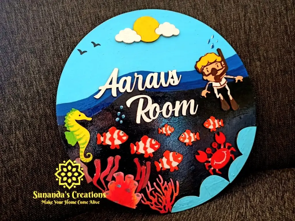 10" Hand Painted 3D Kids Nameplate (Under Water Theme)