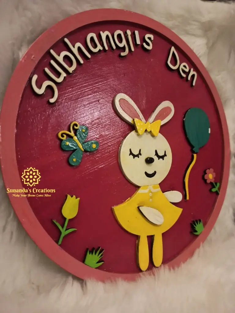 10" Hand Painted 3D Kids Nameplate (Bunny Theme)