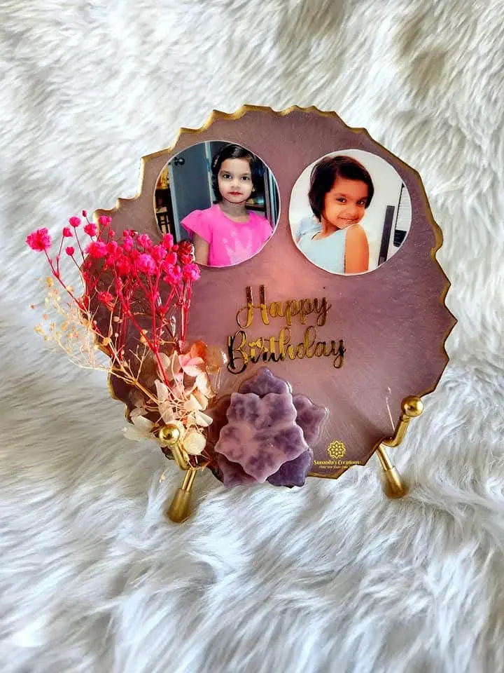 6" Resin Photo Frame (Pink & Mauve)