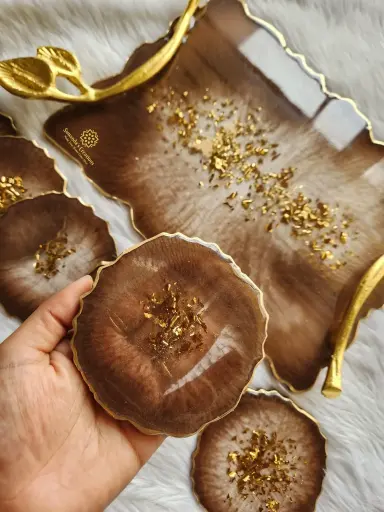 4" Resin Tea-Coasters (Brown)