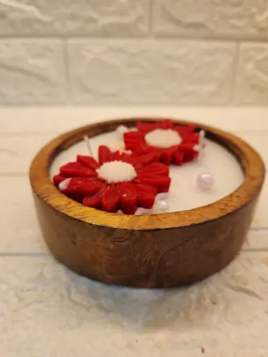 Soy Wax Scented Wooden Bowl Candle (Cinnamon)