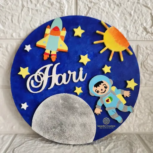 8" Hand Painted 3D Kids Nameplate (Galaxy Theme)