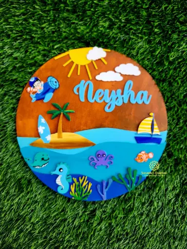 10" Hand Painted 3D Kids Nameplate (Under Water Theme)