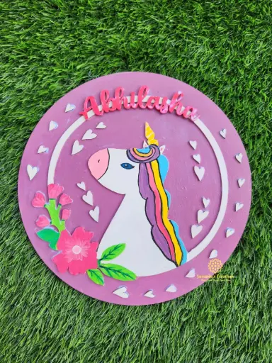 10" Hand Painted 3D Kids Nameplate (Unicorn Theme)