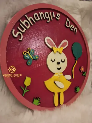 10" Hand Painted 3D Kids Nameplate (Bunny Theme)