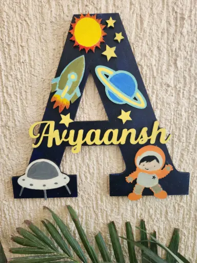 10" Hand Painted 3D Alphabet Kids Nameplate (Space Theme)