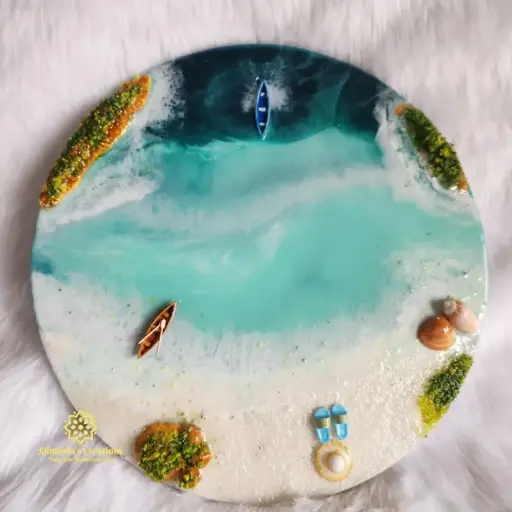 14" Beach Theme Wall Plate with Miniatures