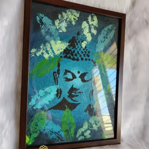 Hand Painted Buddha on Canvas with Frame