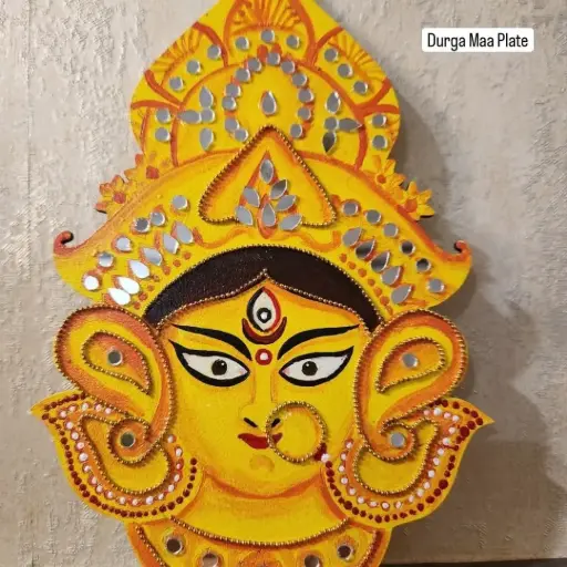 6" Handpainted Durga Maa Plate on MDF Wood