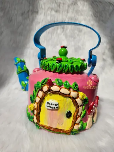 3D Magical Garden Clay Art on Aluminium Kettle