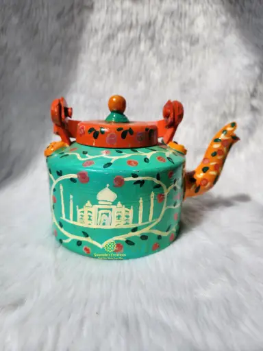 Hand Painted Taj Mahal Art on Aluminium Kettle