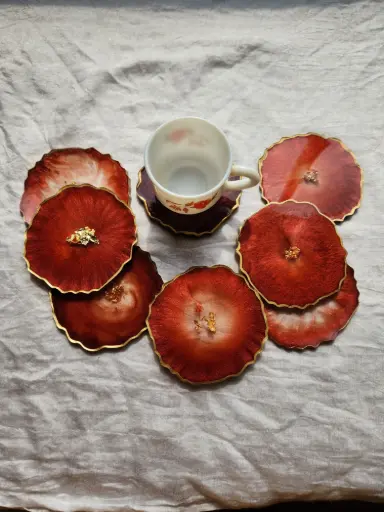 4" Resin Tea-Coaster (Metalic Red)