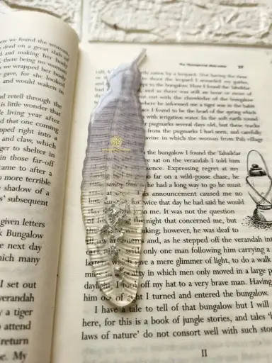 6" Feather Shaped Resin Bookmark (Mauve)