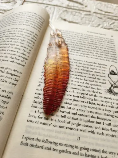 6" Feather Shaped  Resin Bookmark (Brown)