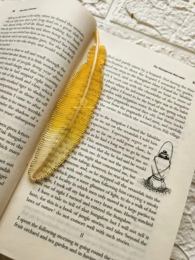 6" Feather Shaped Resin Bookmark (Yellow)