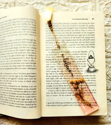 6 " Real Rose Resin Bookmark (Translucent Pink)