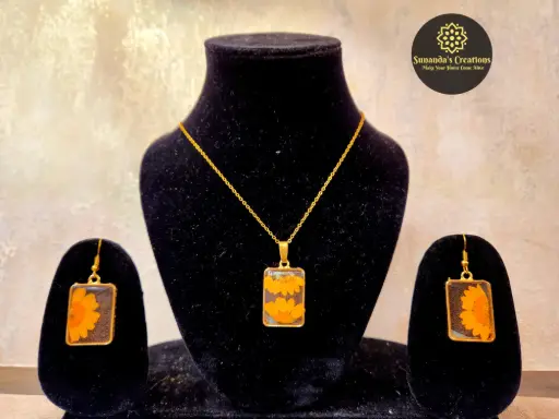 Real Flower Resin Jewellery Set (Daisy)