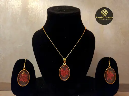 Real Flower Resin Jewellery Set (Snowdrop)