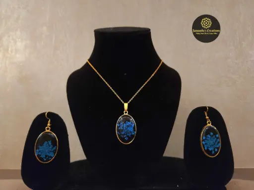 Real Flower Resin Jewellery Set (Snowdrop)