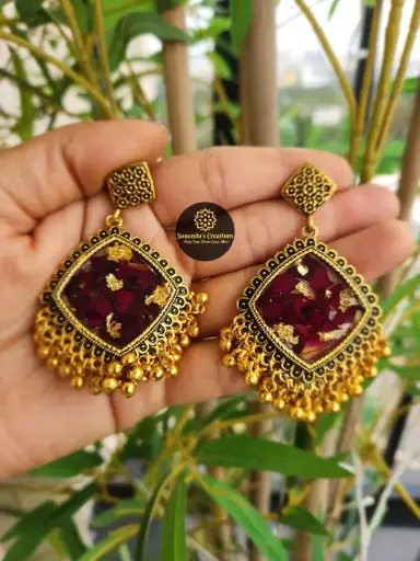 Floral Jhumka (Rose Petals)