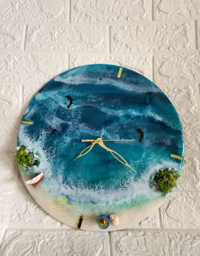 14" Resin Beach Clock (Blue)