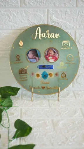 Baby Umbilical Cord Preservation Plate (Metalic Green)