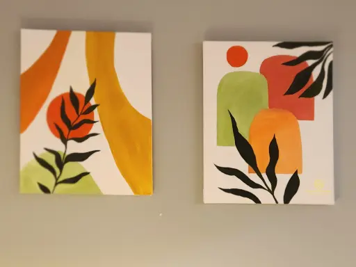 2 Panel Hand Painted Boho Art On Canvas 
