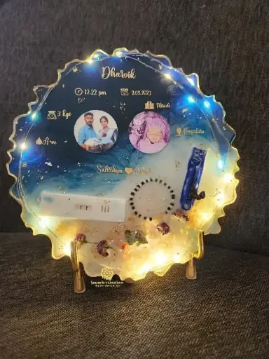 8" Baby Umbilical Cord Preservation Plate (Navy Blue& White)