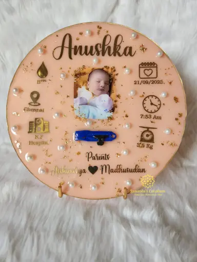 10" Baby Umbilical Cord Preservation Resin Plate (Baby Girl)