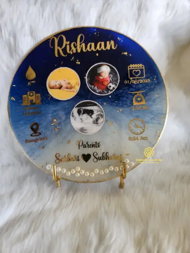 10" Baby Umbilical Cord Preservation Resin Plate (Baby Boy)