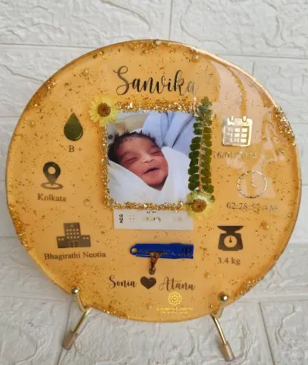 10" Baby Umbilical Cord Preservation Resin Plate (Baby Boy)
