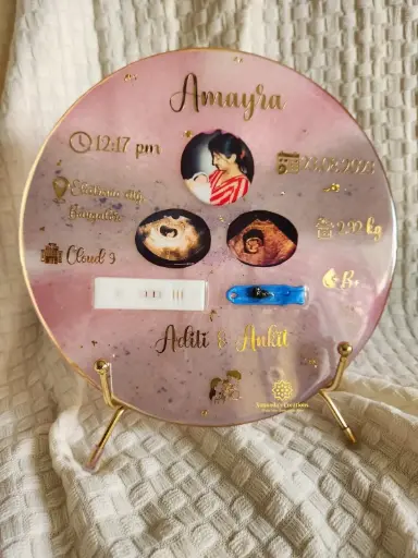 10" Baby Umbilical Cord Preservation Resin Plate (Baby Girl)