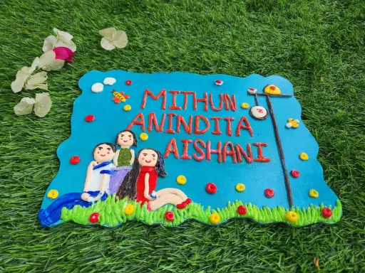 12"×9" Customized 3D Clay Doll Family Nameplate 